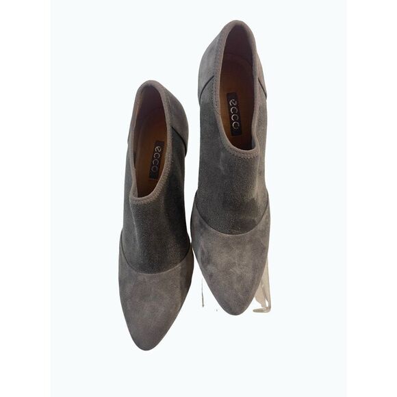 Ecco Shoes Casual Pump Heels Slip On Grey Suede Closed Toe 37 US 6 6.5 - Picture 1 of 6